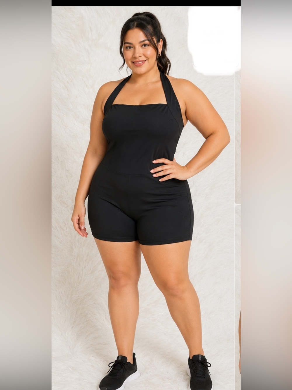SHEIN Black Halter Romper Shorts